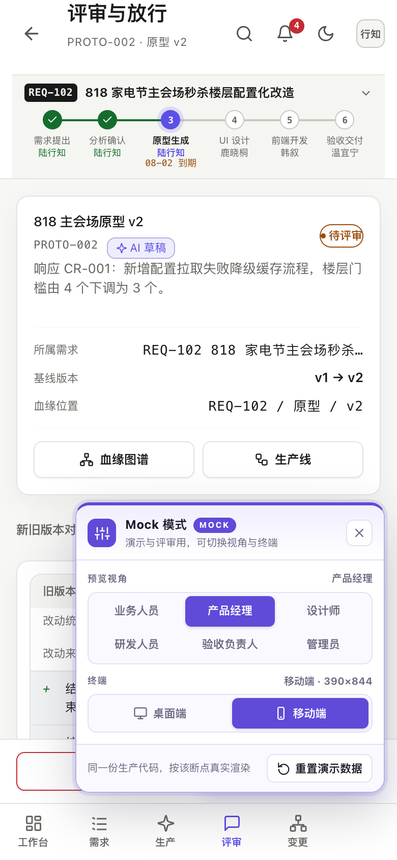 评审与放行（diff） 默认态