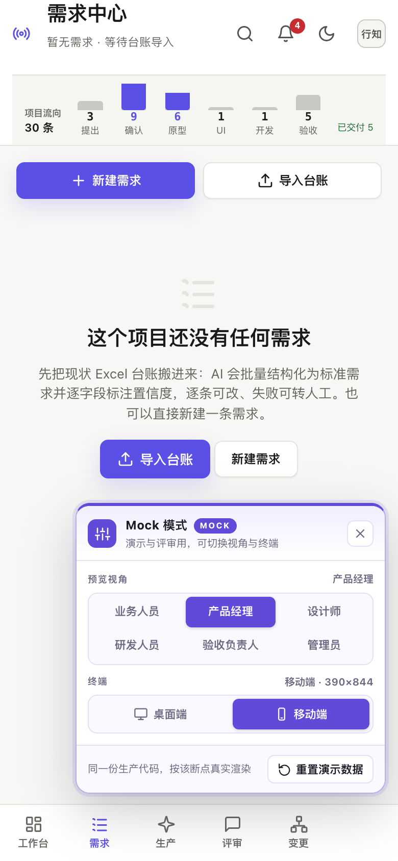 需求中心 · 列表 空态