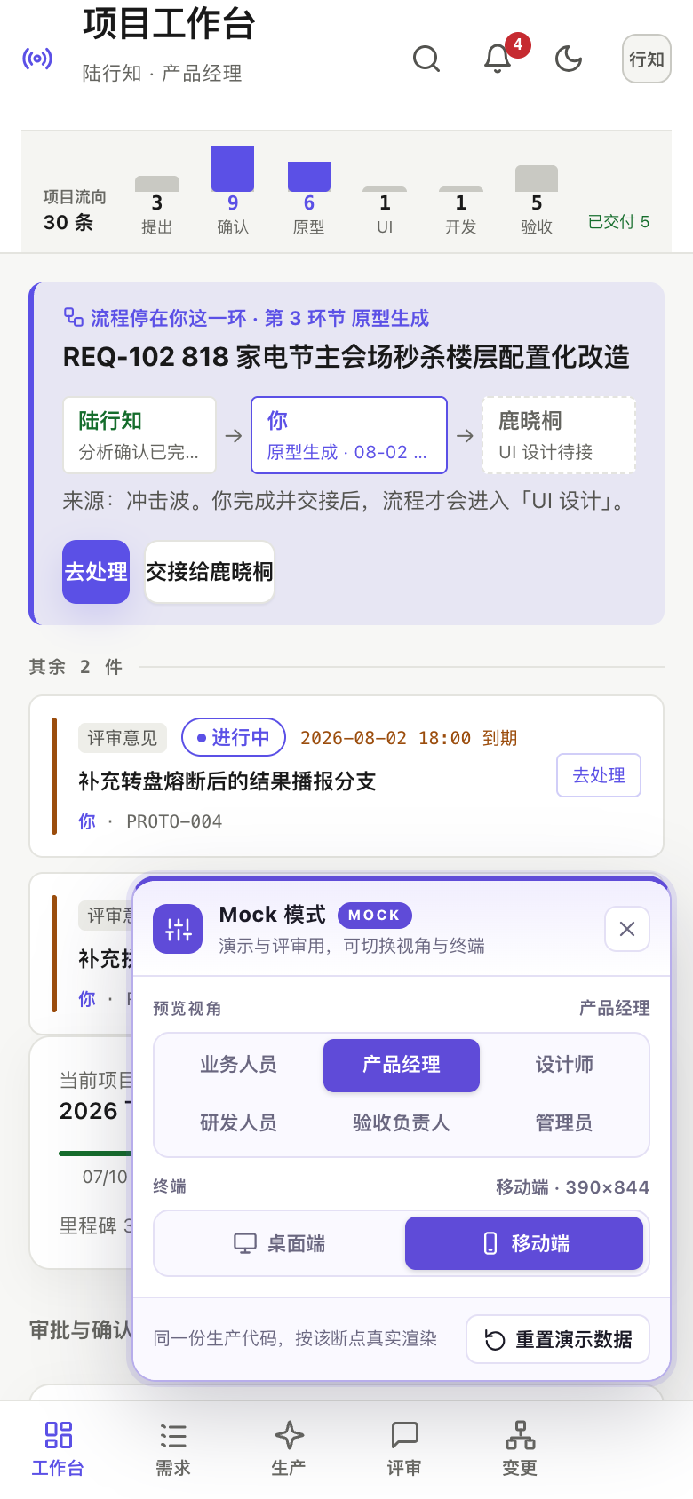 项目工作台 默认态