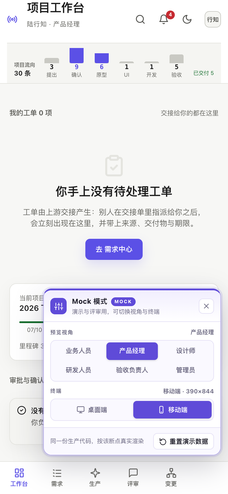 项目工作台 空态